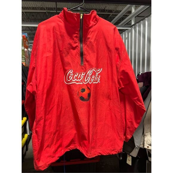 VINTAGE Coca-Cola SOCCER Jacket Wind Resistant XL - Picture 1 of 14